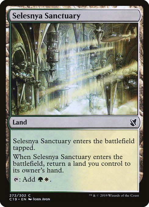 Selesnya Sanctuary — Commander 2019 #272, art by John Avon