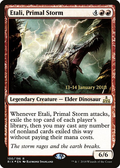 Etali, Primal Storm — Rivals of Ixalan Promos #100s, art by Raymond Swanland