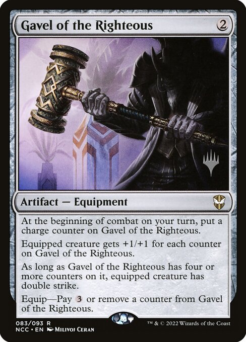 Gavel of the Righteous — New Capenna Commander Promos #83p, art by Milivoj Ćeran