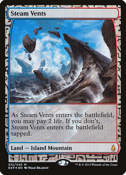 Steam Vents — Zendikar Expeditions #12, art by Noah Bradley
