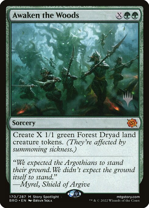 Awaken the Woods — The Brothers' War Promos #170p, art by Bryan Sola