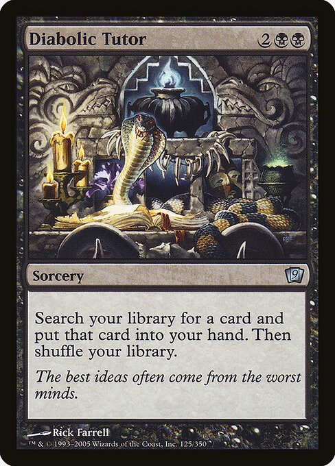 Diabolic Tutor — Ninth Edition #125★, art by Rick Farrell