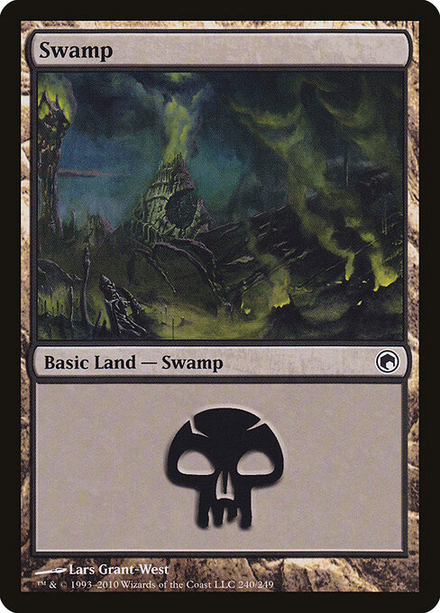 Swamp — Scars of Mirrodin #240, art by Lars Grant-West