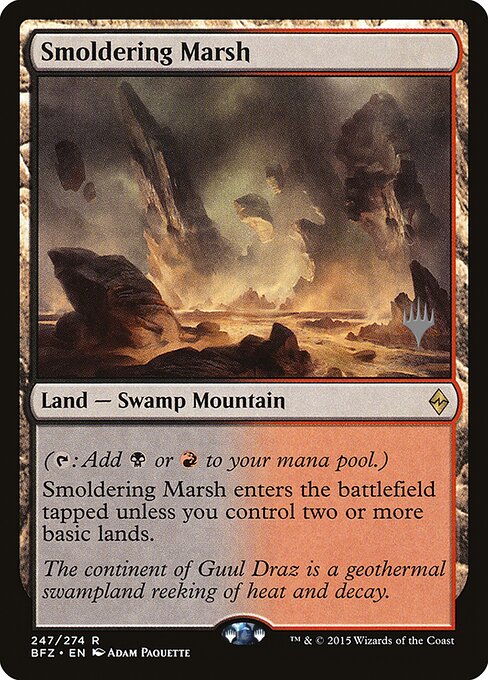 Smoldering Marsh — Battle for Zendikar Promos #247p, art by Adam Paquette