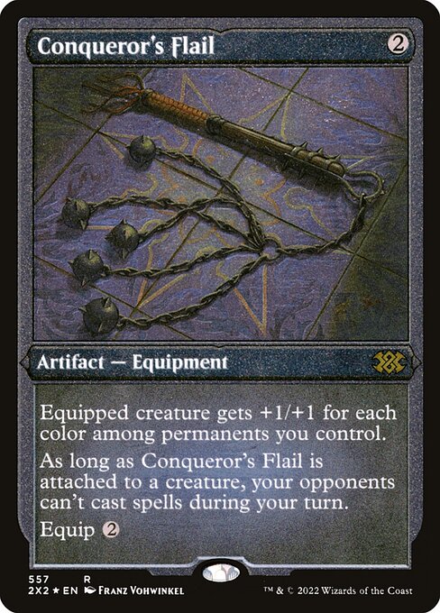 Conqueror's Flail — Double Masters 2022 #557, art by Franz Vohwinkel