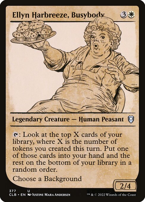 Ellyn Harbreeze, Busybody — Commander Legends: Battle for Baldur's Gate #377, art by Justine Mara Andersen