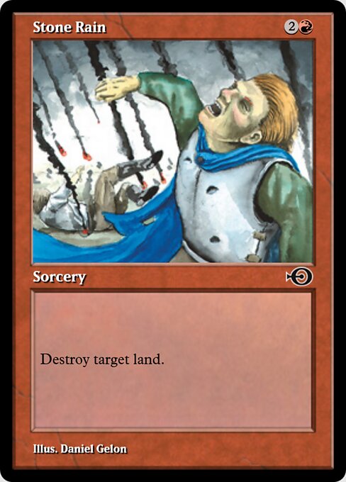 Stone Rain — Magic Online Promos #35946, art by Daniel Gelon
