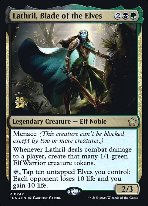 Lathril, Blade of the Elves — Foundations Promos #242s, art by Caroline Gariba
