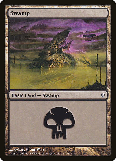 Swamp — New Phyrexia #170, art by Lars Grant-West