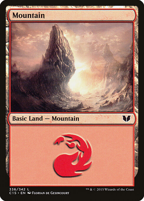 Mountain — Commander 2015 #336, art by Florian de Gesincourt