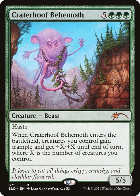 Craterhoof Behemoth — Secret Lair Drop #375, art by Lars Grant-West, age 52