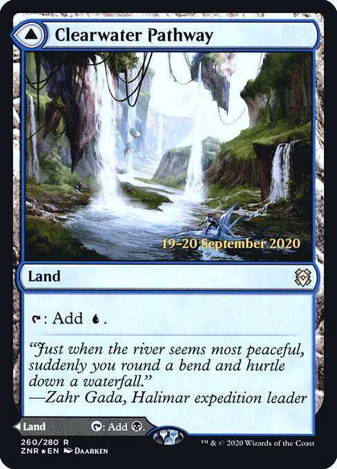 Clearwater Pathway // Murkwater Pathway — Zendikar Rising Promos #260s, art by Daarken