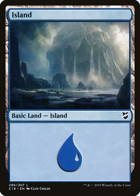 Island — Commander 2018 #296, art by Cliff Childs