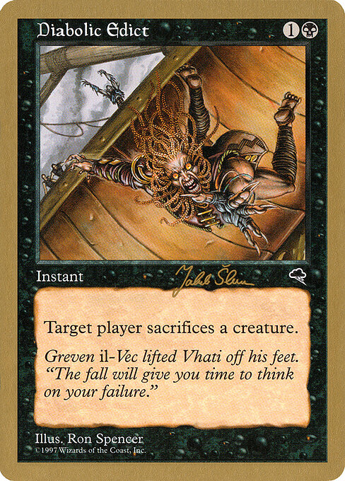 Diabolic Edict — World Championship Decks 1999 #js128, art by Ron Spencer