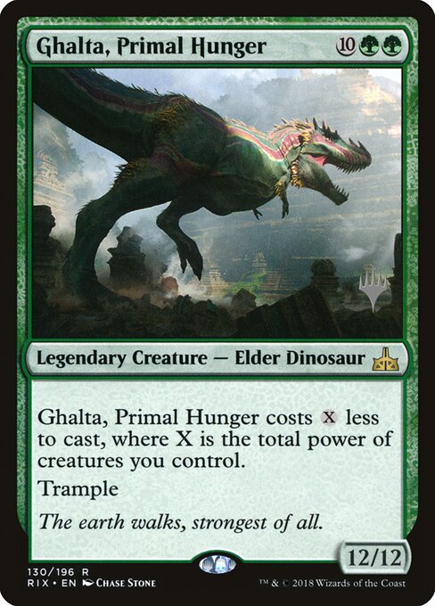 Ghalta, Primal Hunger — Rivals of Ixalan Promos #130p, art by Chase Stone