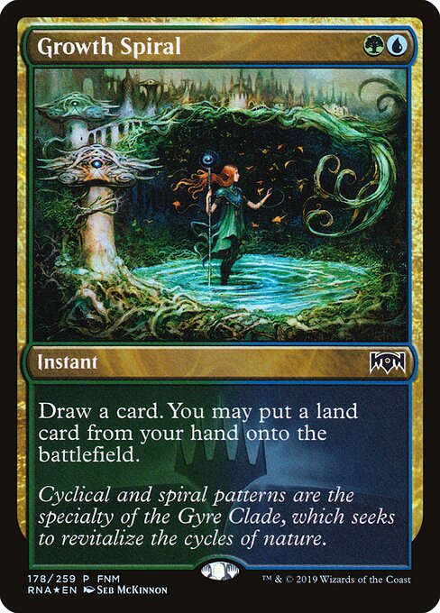 Growth Spiral — Ravnica Allegiance Promos #178, art by Seb McKinnon