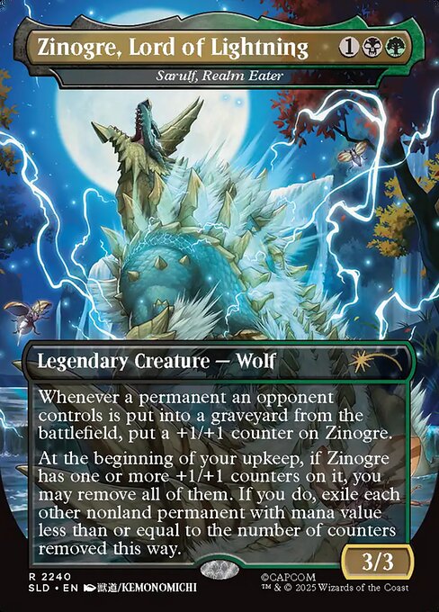 Sarulf, Realm Eater — Zinogre, Lord of Lightning — Secret Lair Drop #2240, art by Kemonomichi