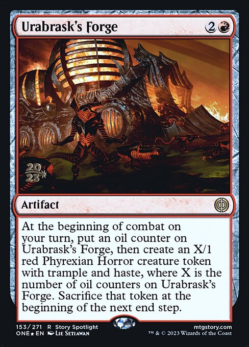 Urabrask's Forge — Phyrexia: All Will Be One Promos #153s, art by Lie Setiawan