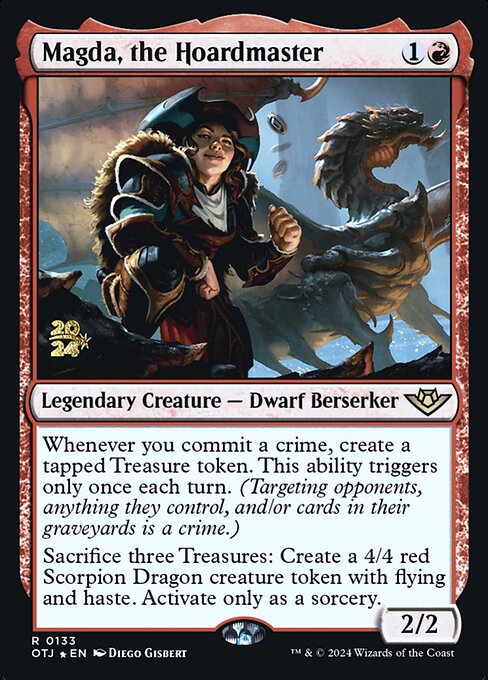 Magda, the Hoardmaster — Outlaws of Thunder Junction Promos #133s, art by Diego Gisbert