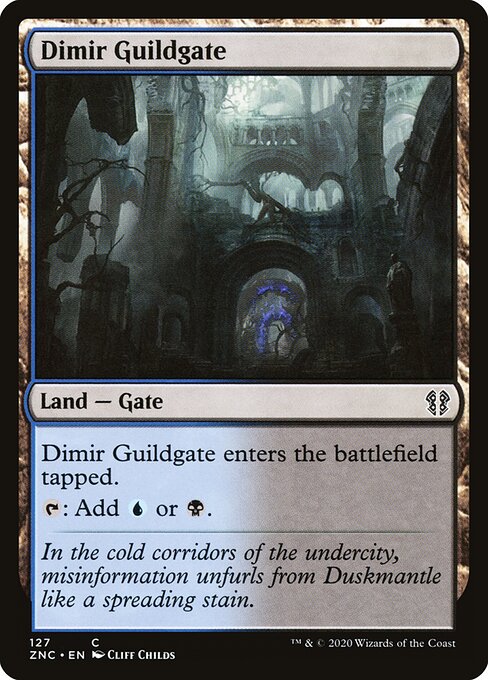 Dimir Guildgate — Zendikar Rising Commander #127, art by Cliff Childs