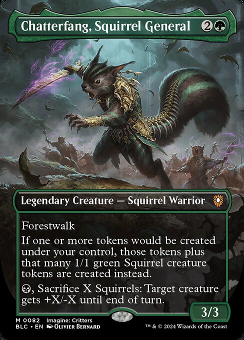 Chatterfang, Squirrel General — Bloomburrow Commander #82, art by Olivier Bernard