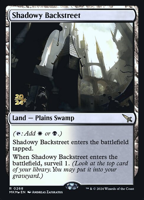 Shadowy Backstreet — Murders at Karlov Manor Promos #268s, art by Andreas Zafiratos
