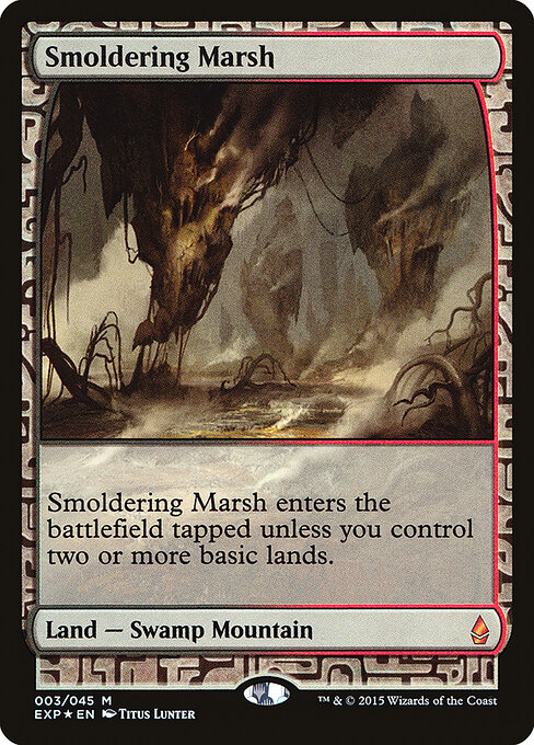 Smoldering Marsh — Zendikar Expeditions #3, art by Titus Lunter