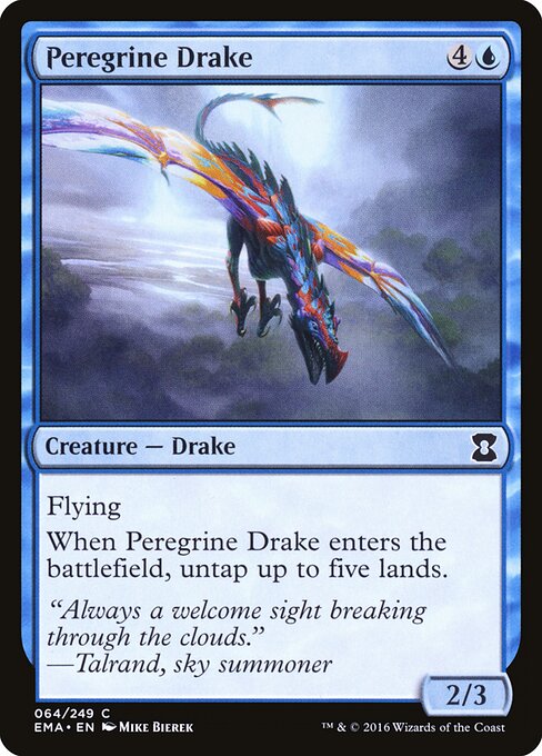 Peregrine Drake — Eternal Masters #64, art by Mike Bierek
