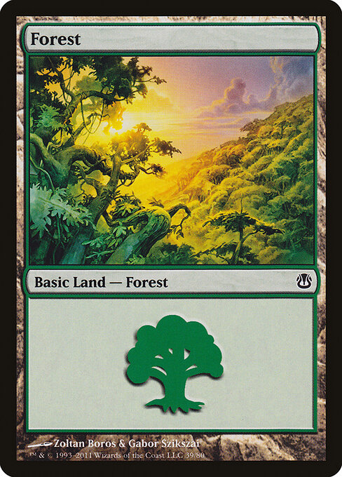 Forest — Duel Decks: Ajani vs. Nicol Bolas #39, art by Zoltan Boros & Gabor Szikszai