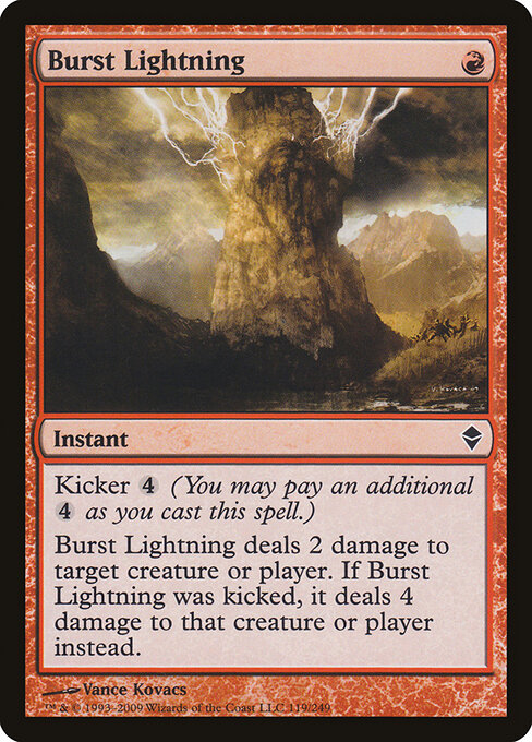Burst Lightning — Zendikar #119, art by Vance Kovacs