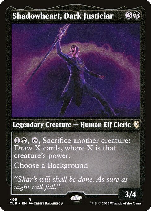 Shadowheart, Dark Justiciar — Commander Legends: Battle for Baldur's Gate #499, art by Cristi Balanescu