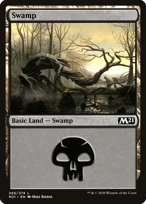 Swamp — Core Set 2021 #266, art by Mike Bierek