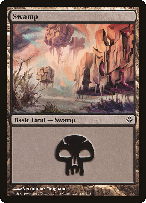 Swamp — Rise of the Eldrazi #238, art by Véronique Meignaud