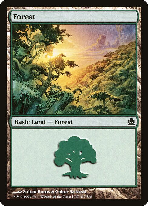 Forest — Commander 2011 #317, art by Zoltan Boros & Gabor Szikszai