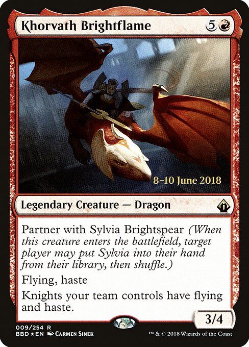 Khorvath Brightflame — Battlebond Promos #9s, art by Carmen Sinek