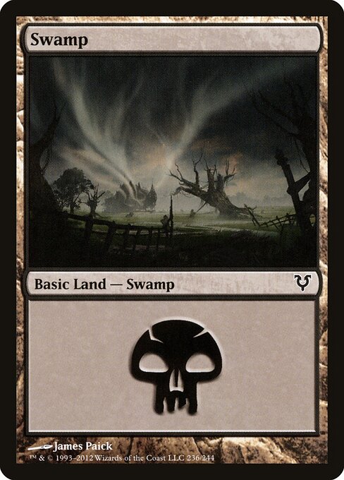 Swamp — Avacyn Restored #236, art by James Paick