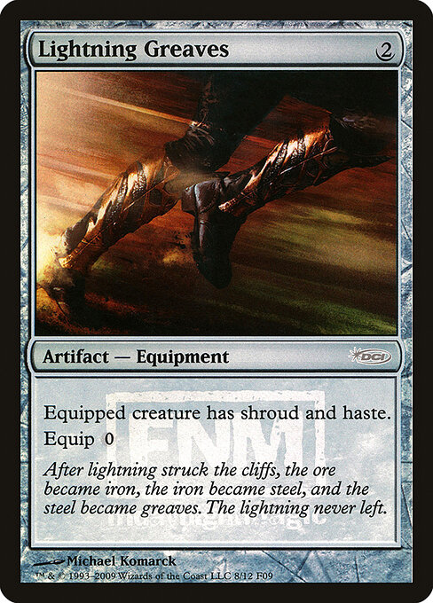 Lightning Greaves — Friday Night Magic 2009 #8, art by Michael Komarck