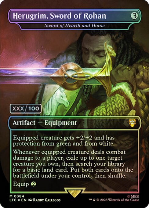 Sword of Hearth and Home — Herugrim, Sword of Rohan — Tales of Middle-earth Commander #384z, art by Randy Gallegos