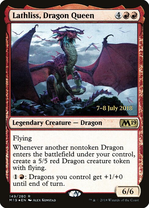 Lathliss, Dragon Queen — Core Set 2019 Promos #149s, art by Alex Konstad