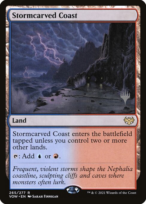 Stormcarved Coast — Innistrad: Crimson Vow Promos #265p, art by Sarah Finnigan
