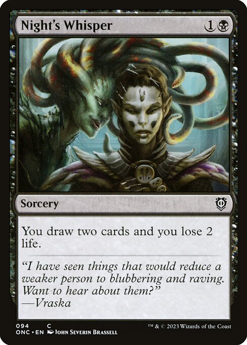 Night's Whisper — Phyrexia: All Will Be One Commander #94, art by John Severin Brassell