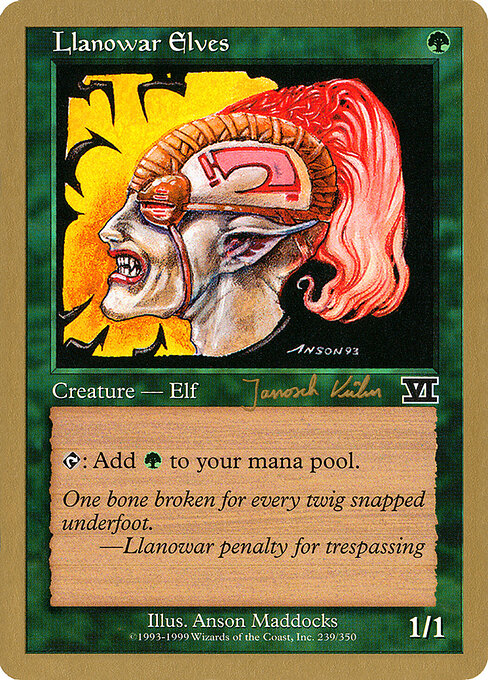 Llanowar Elves — World Championship Decks 2000 #jk239, art by Anson Maddocks