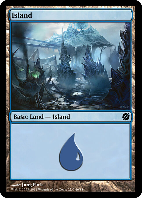 Island — Duel Decks: Mirrodin Pure vs. New Phyrexia #46, art by Jung Park