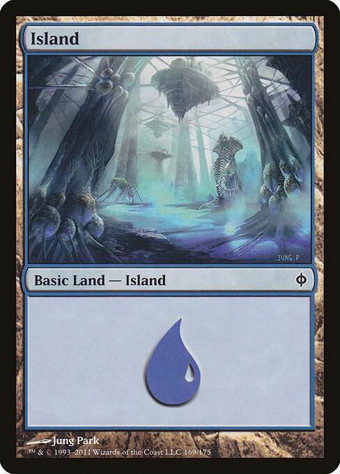 Island — New Phyrexia #169, art by Jung Park
