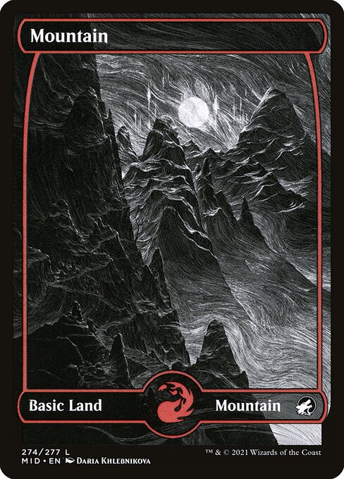 Mountain — Innistrad: Midnight Hunt #274, art by Daria Khlebnikova