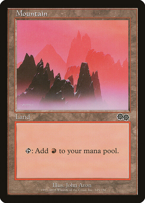 Mountain — Urza's Saga #345, art by John Avon