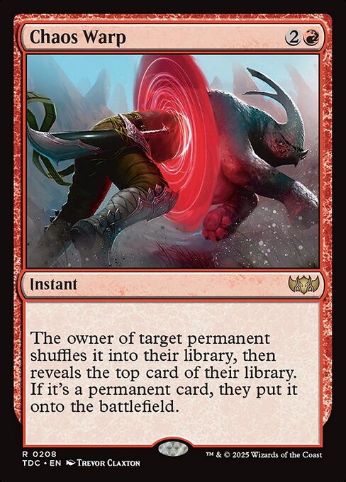 Chaos Warp — Tarkir: Dragonstorm Commander #208, art by Trevor Claxton