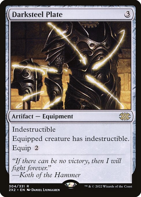 Darksteel Plate — Double Masters 2022 #304, art by Daniel Ljunggren