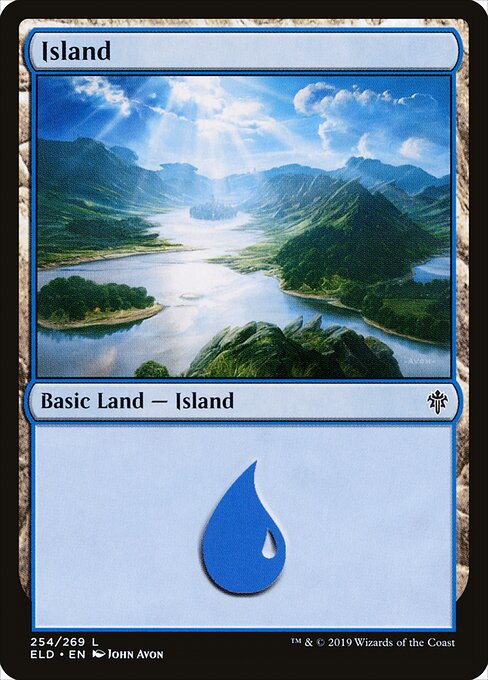 Island — Throne of Eldraine #254, art by John Avon