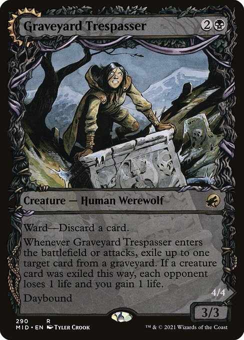 Graveyard Trespasser // Graveyard Glutton — Innistrad: Midnight Hunt #290, art by Tyler Crook